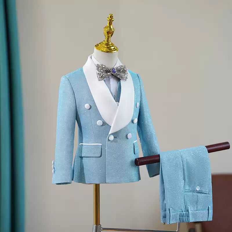 Boys Sky Blue Suit Set Birthday Suit Performance Costume