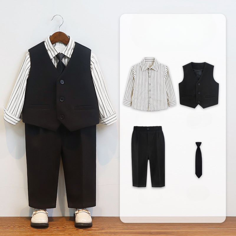 Children's Suit British Plaid Boys' Suit Four-piece Suit
