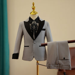 Boys' Grey Suit Children's Performance Suit Five-piece Suit