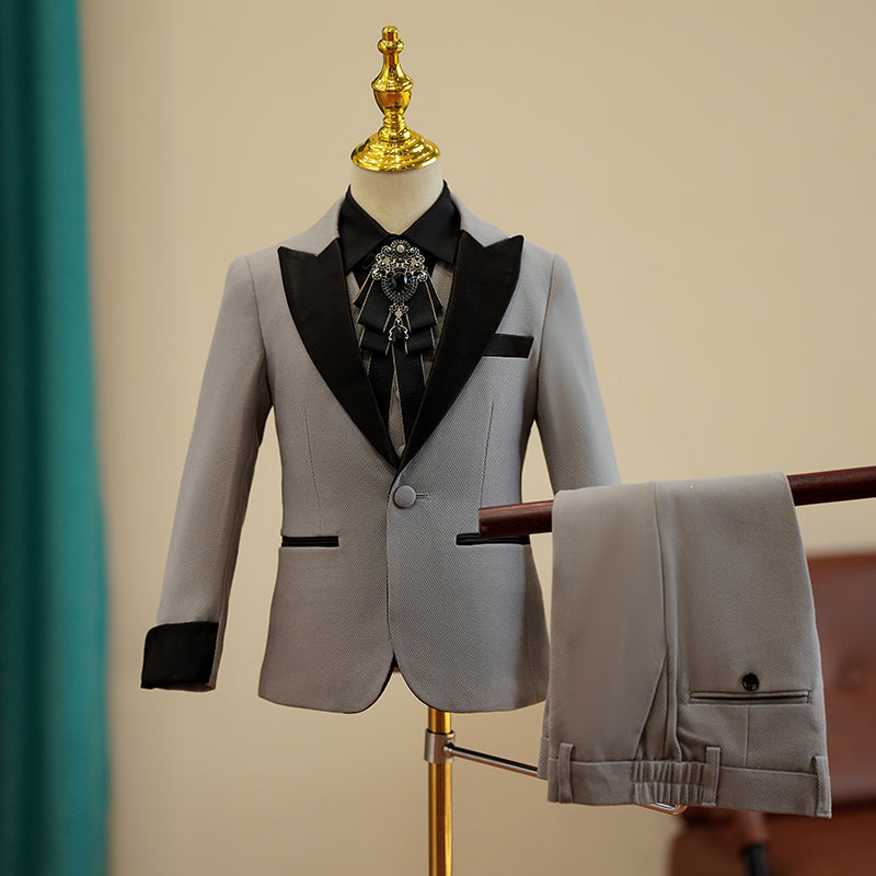 Boys' Grey Suit Children's Performance Suit Five-piece Suit