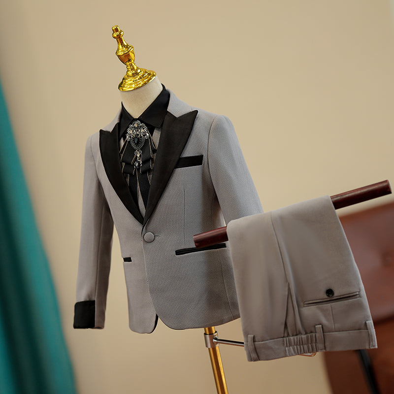 Boys' Grey Suit Children's Performance Suit Five-piece Suit