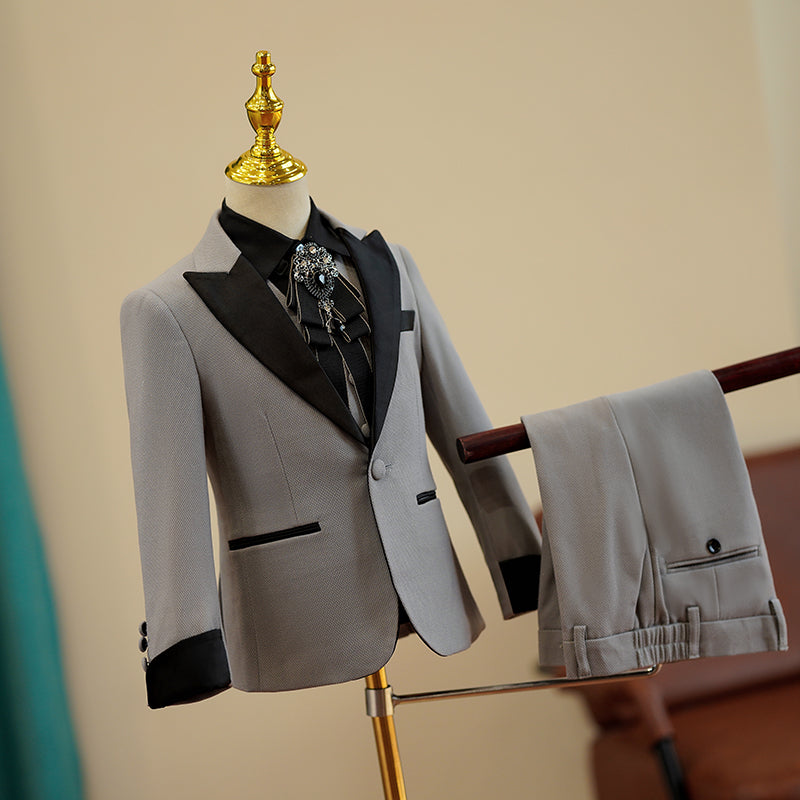 Boys' Grey Suit Children's Performance Suit Five-piece Suit