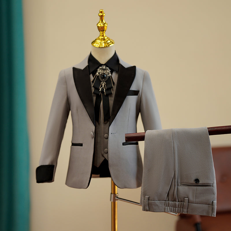 Boys' Grey Suit Children's Performance Suit Five-piece Suit