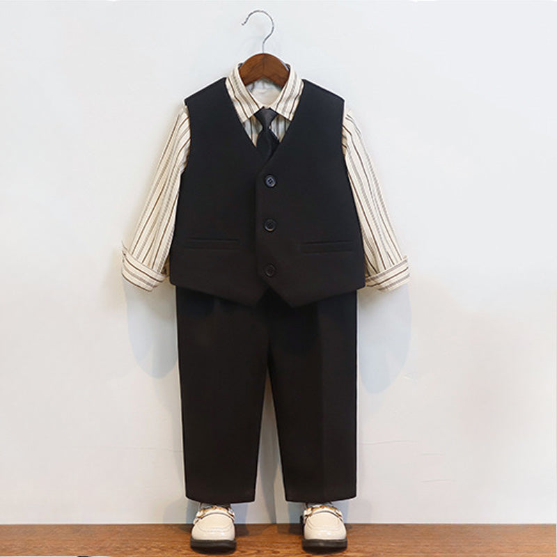 Children's Suit British Plaid Boys' Suit Four-piece Suit