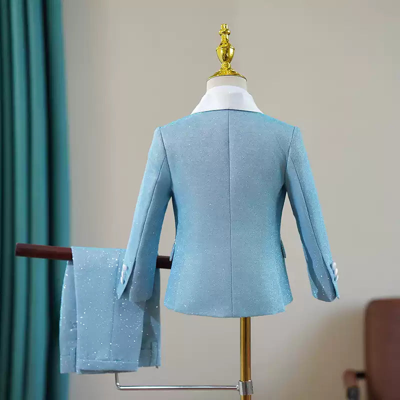 Boys Sky Blue Suit Set Birthday Suit Performance Costume