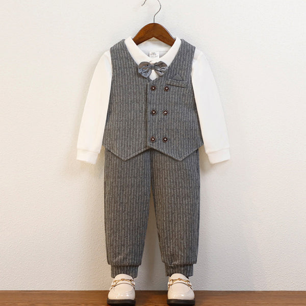 Boys Formal Baby Striped Performance Costume Four-piece Suit